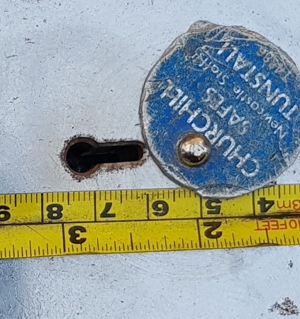 Keyhole for single bitted pin key, Alan Morgan Master Locksmiths